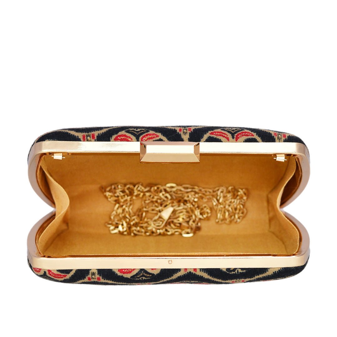 Black-Red Fabric Clutch