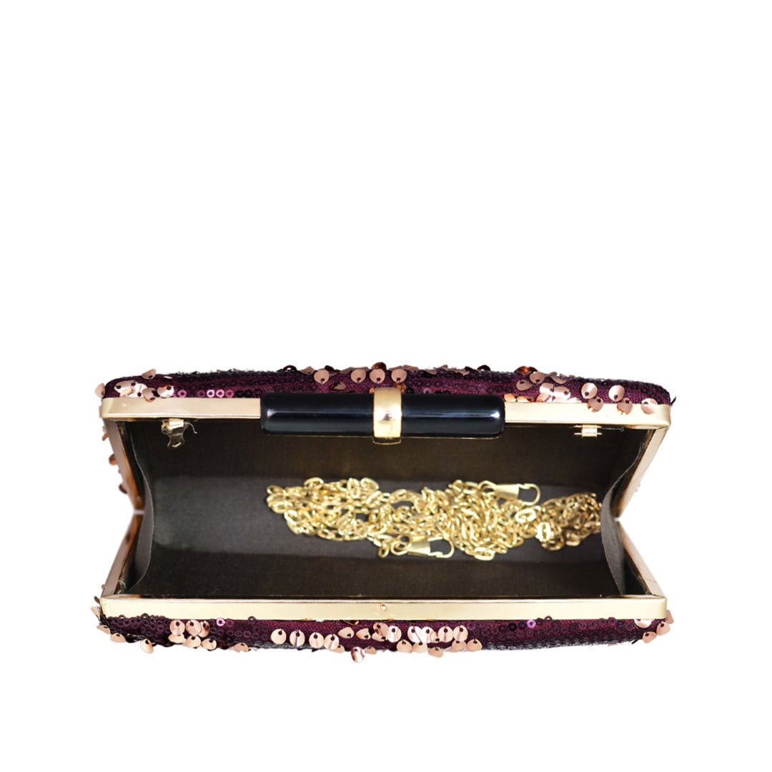 Wine Red Sequins Clutch