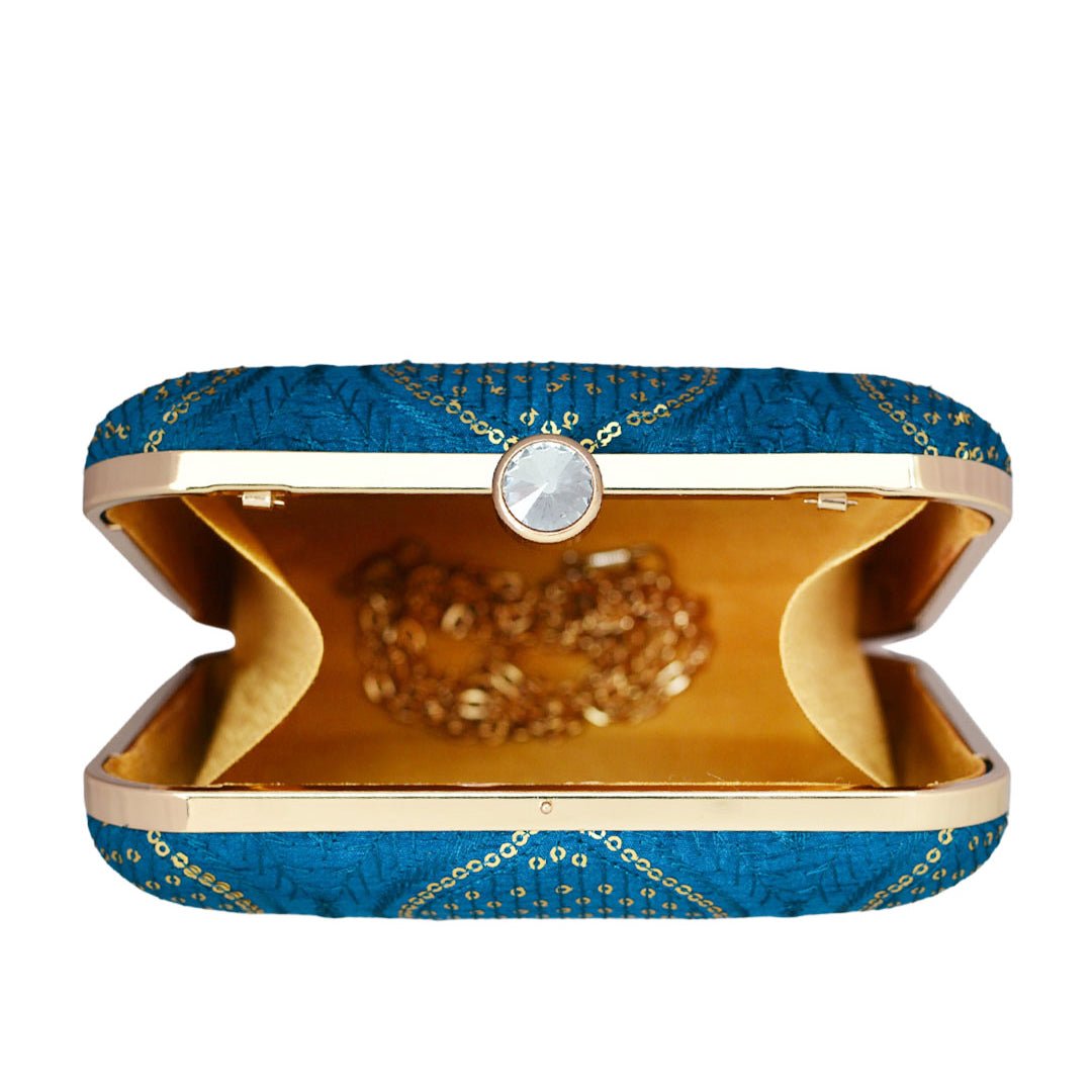 Yale Blue Embroidered Clutch