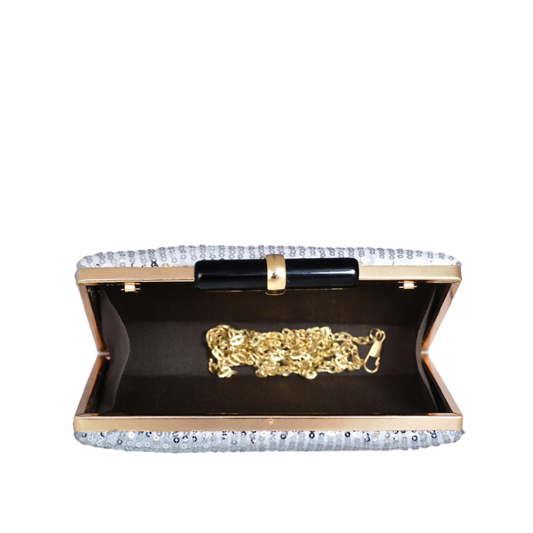 Silver Sequins Clutch