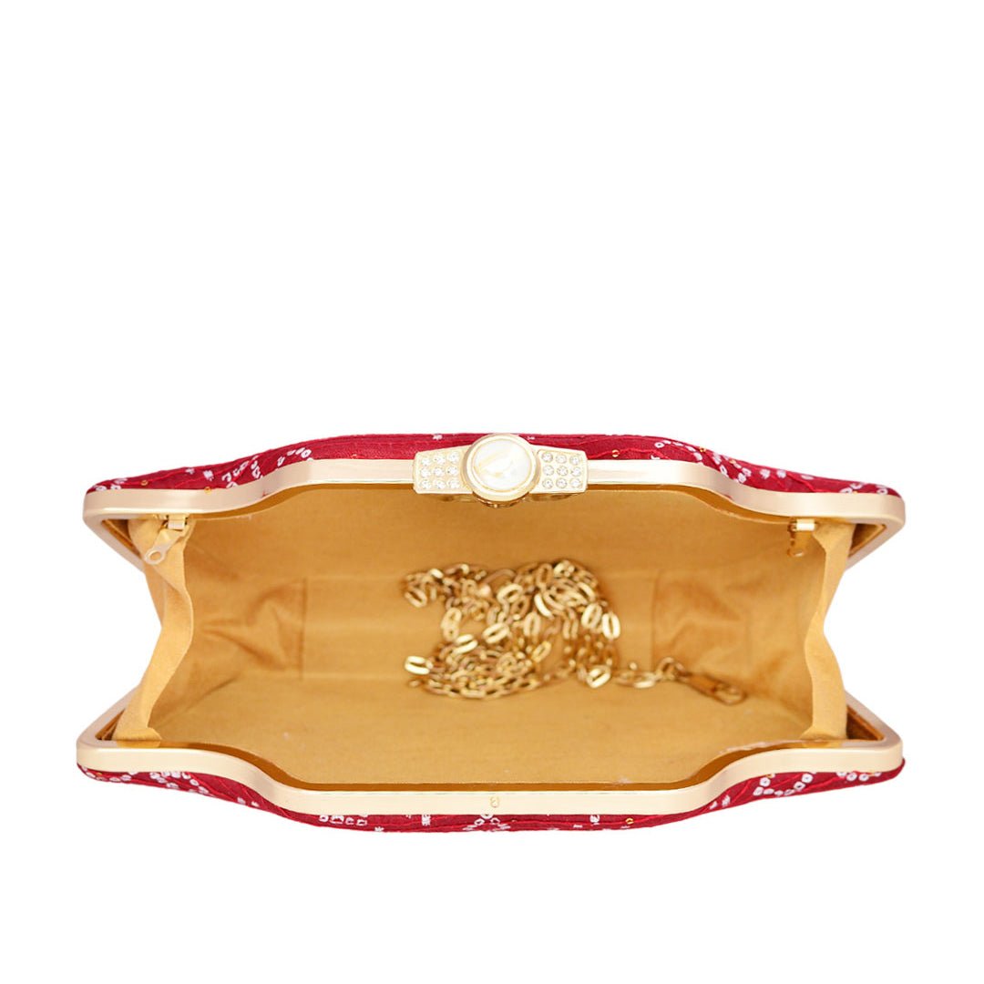 Red Embroidered Clutch