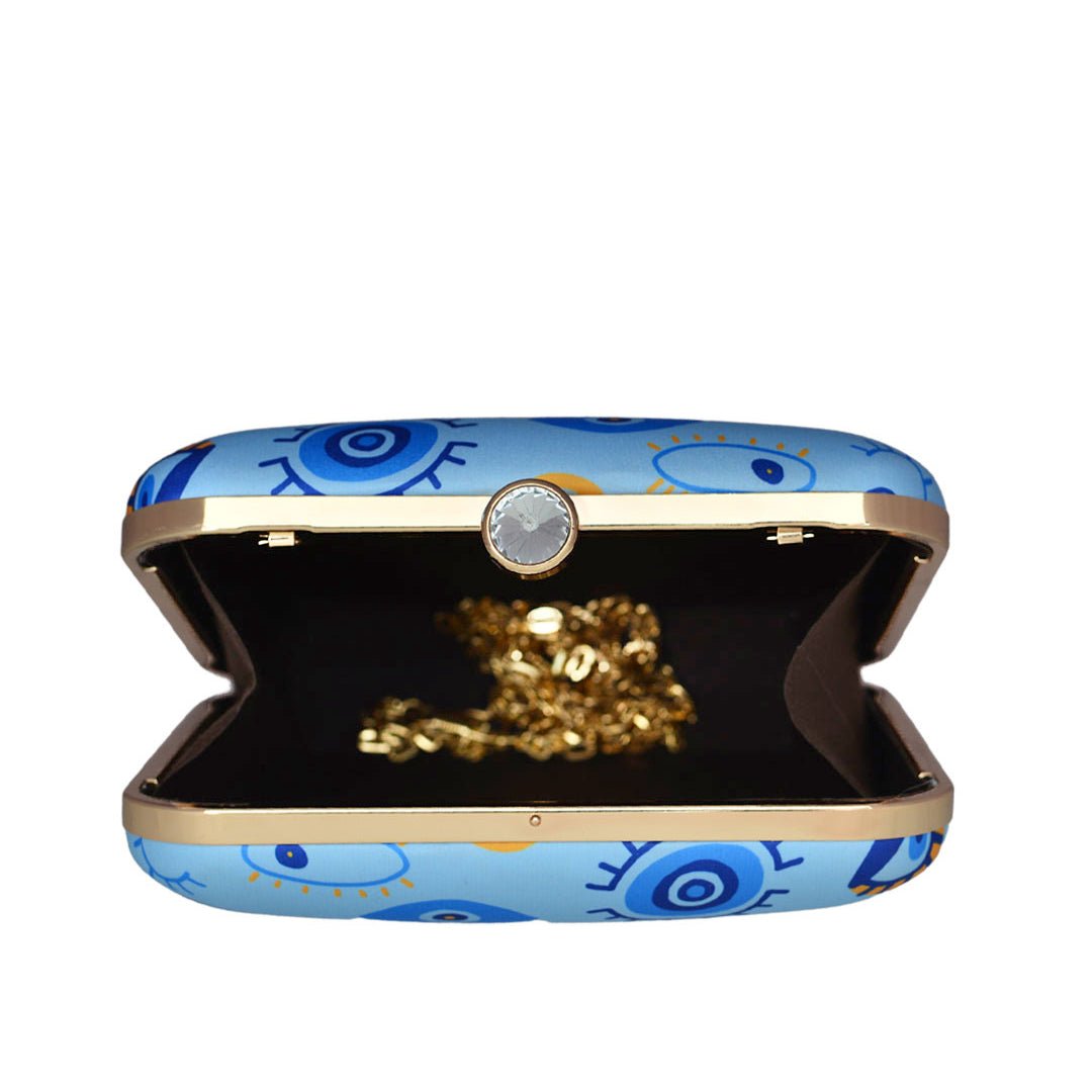 Multi Blue Evil Eye Printed Clutch