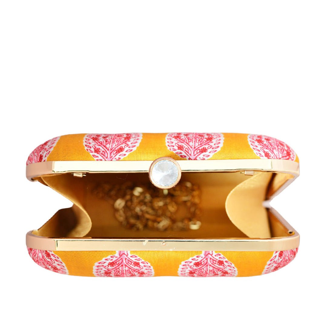 Yellow-Pink Fabric Clutch