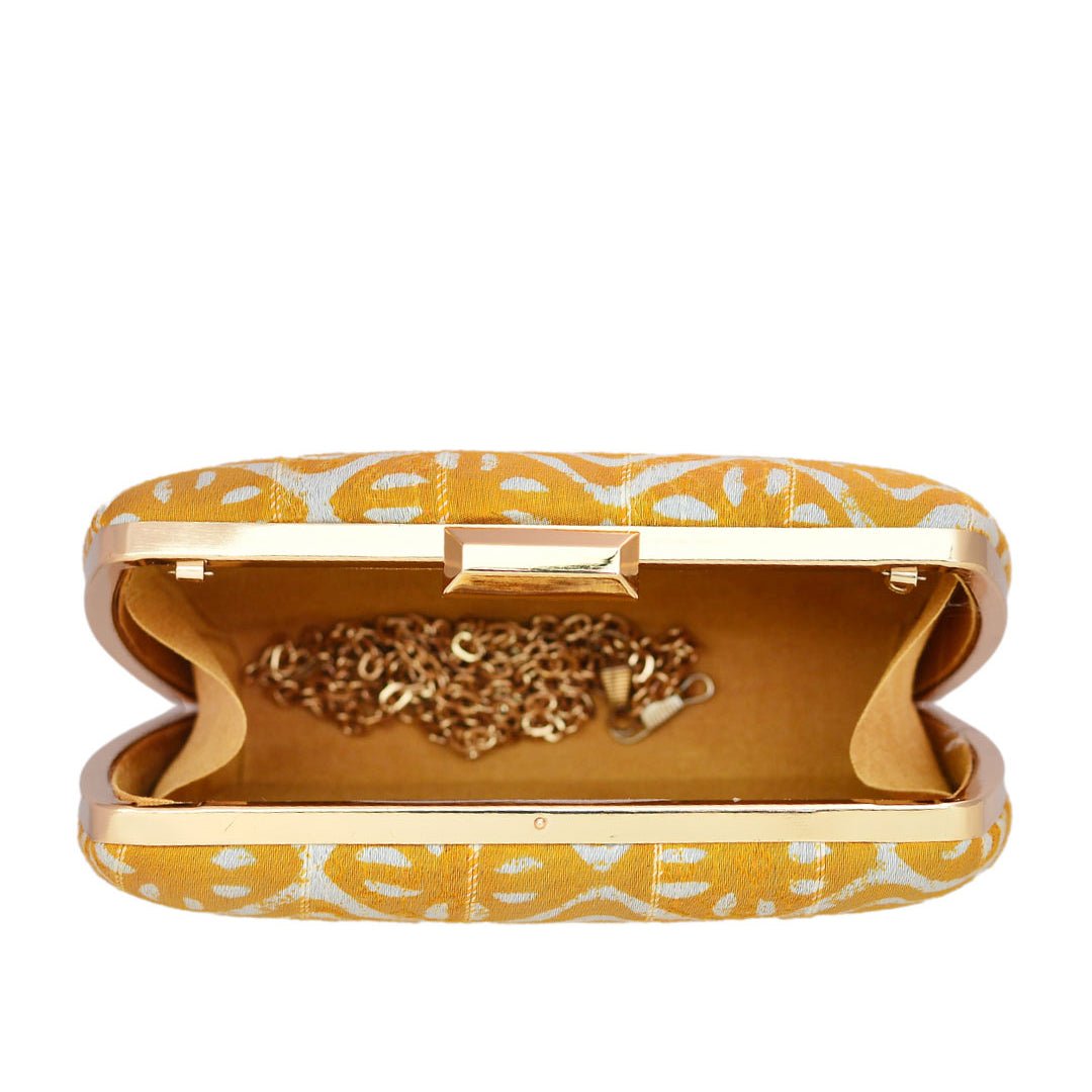 Yellow Pattern Fabric Clutch