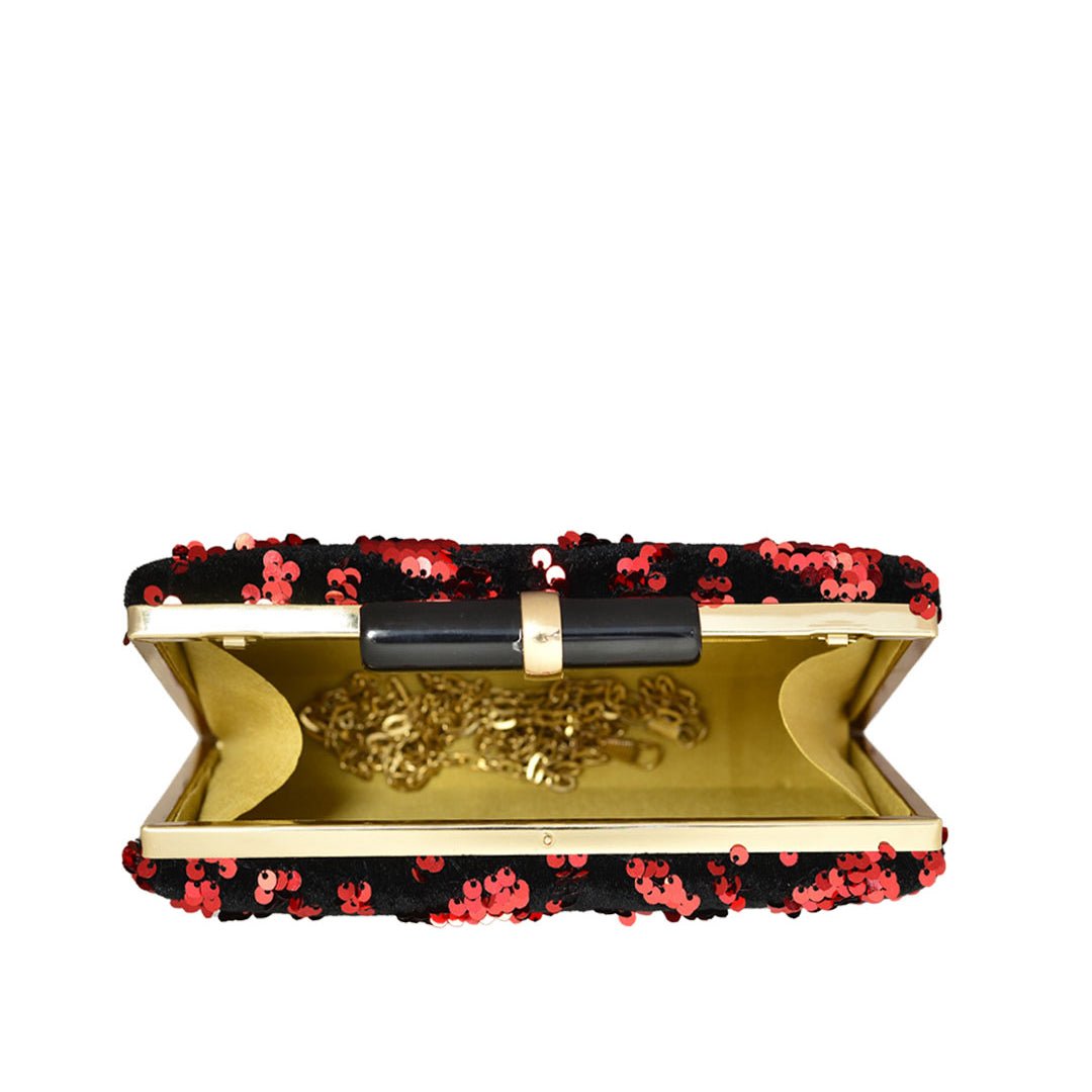 Black-Red Sequins Clutch