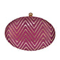 Purple Embroidered Oval Clutch
