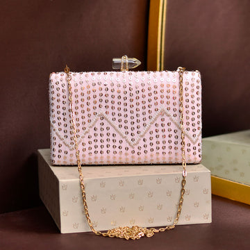 Baby Pink Sequins Clutch