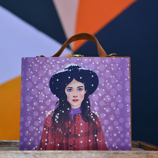 Artklim Snow Girl Printed Suitcase Style Clutch