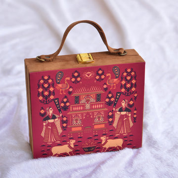 Artklim Mughal Mural Printed Suitcase Style Clutch