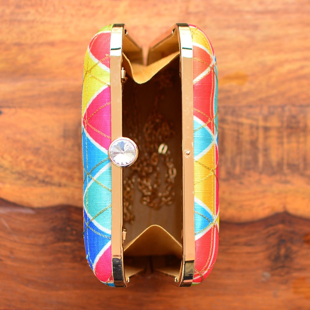 Vivid Geometric Abstract Print Clutch