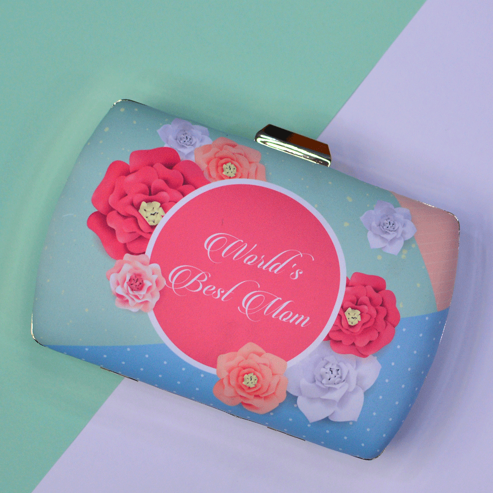 Customised Multicolor Mother's Day Printed Clutch