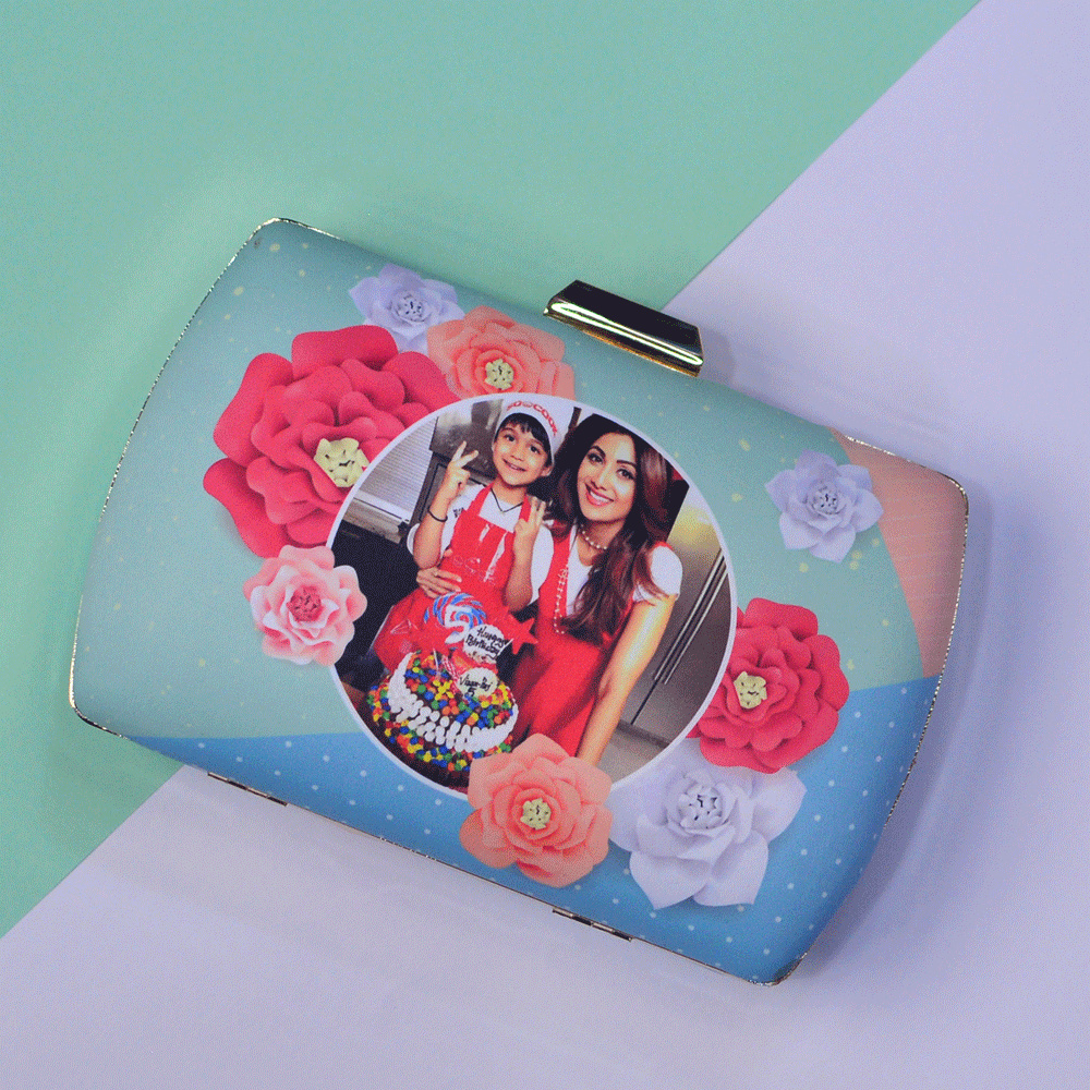 Customised Multicolor Mother's Day Printed Clutch