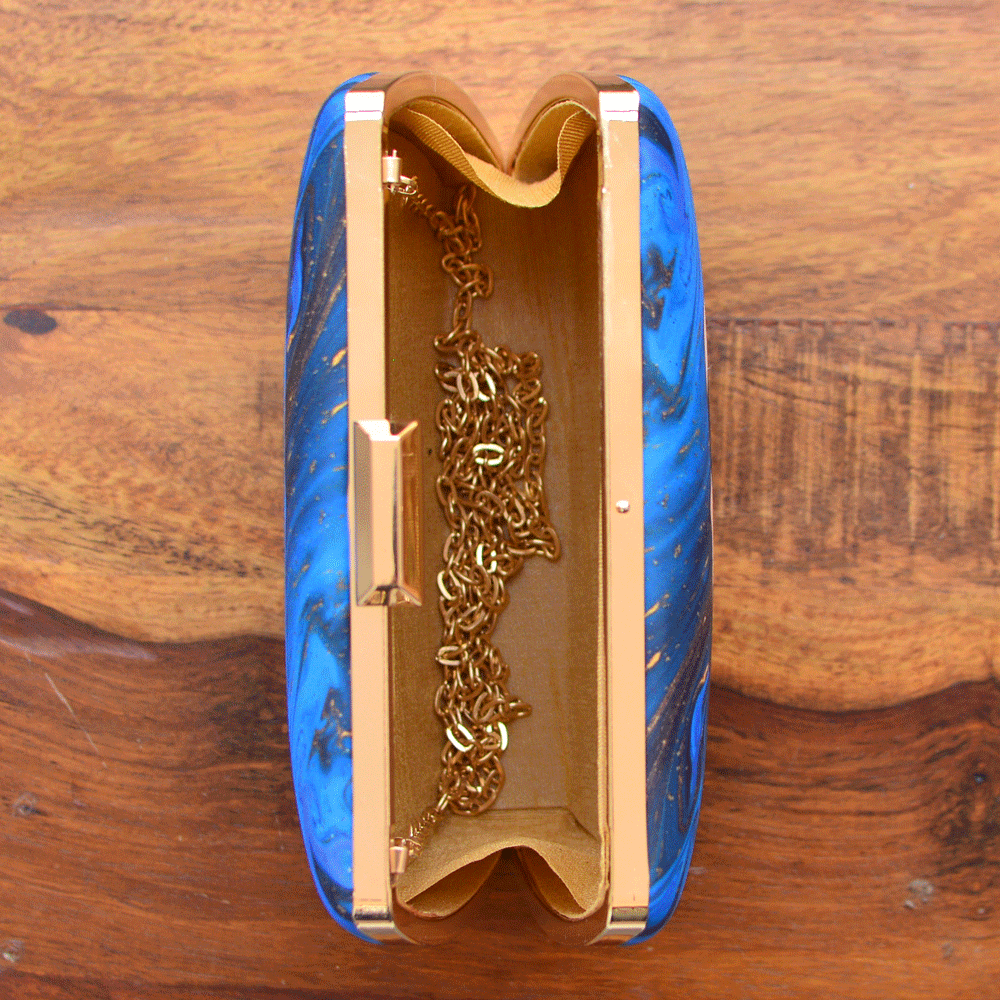 Customised Mother's Day Blue Printed Clutch
