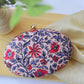 Blue And Red Flower Printed Oval Clutch