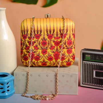 Printed Clutch with Mughal Flower Motifs