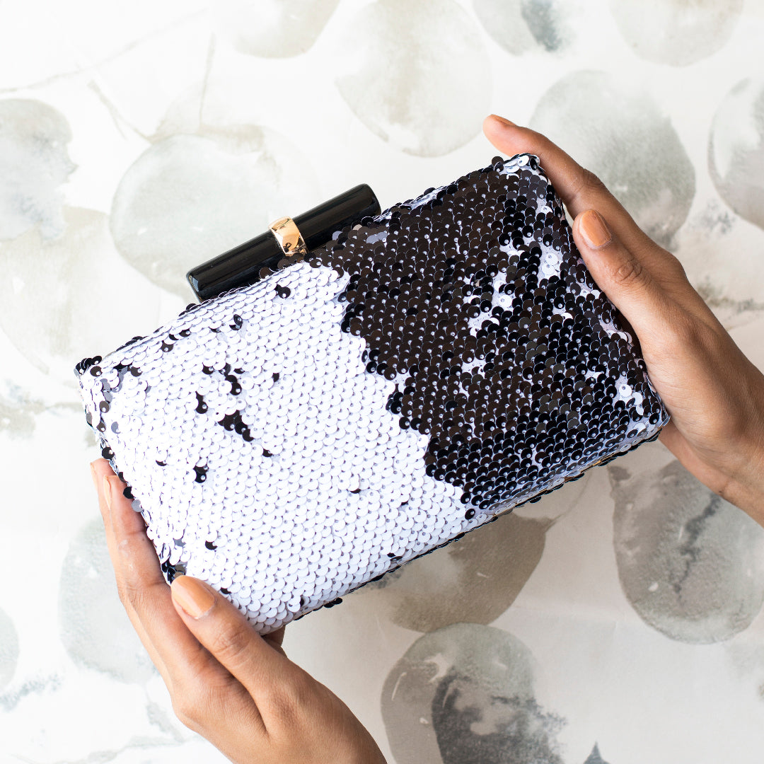 Artklim Half Silver and Black Clutch