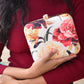 Artklim Yellow and Red Floral Printed Clutch