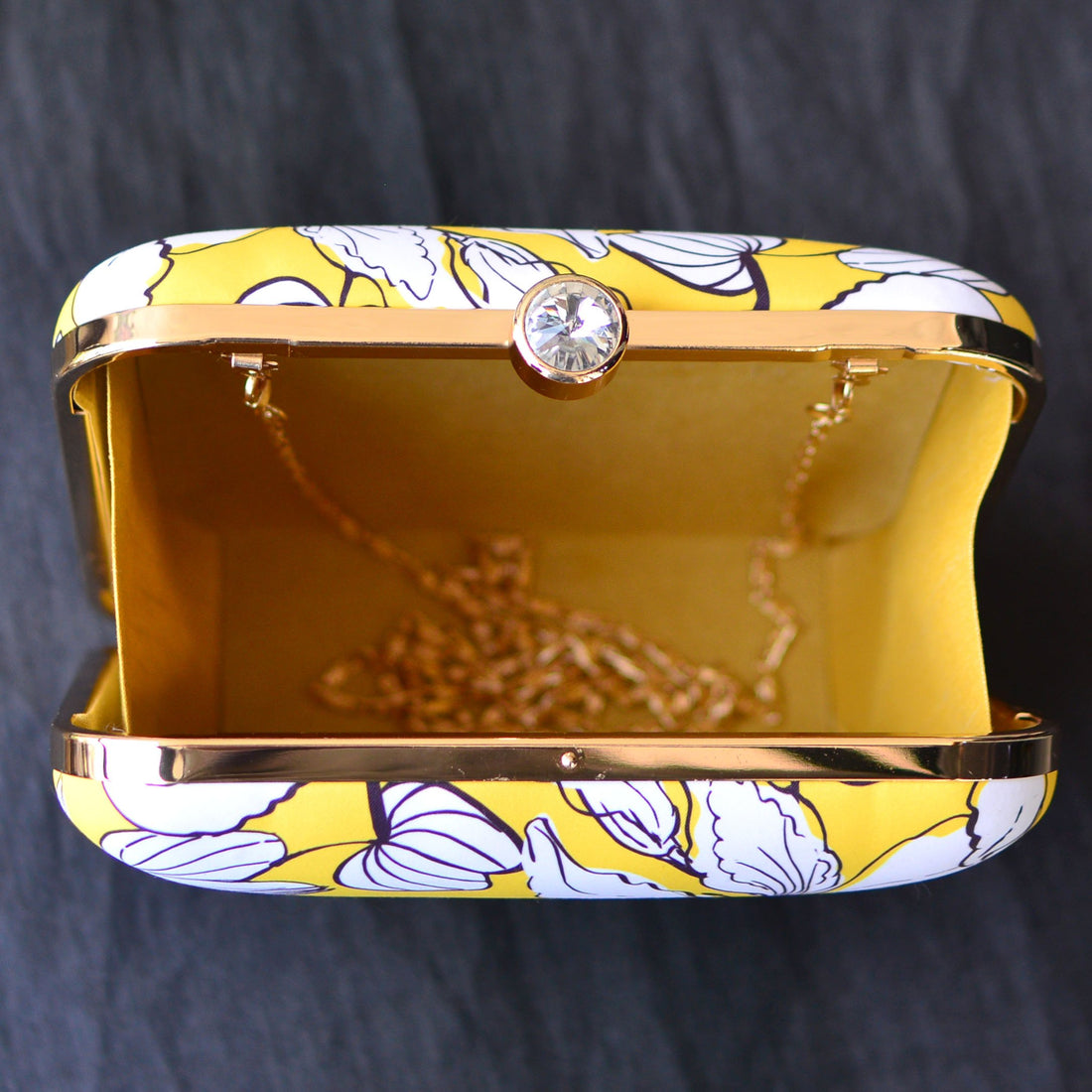 Artklim Yellow Flower Printed Clutch