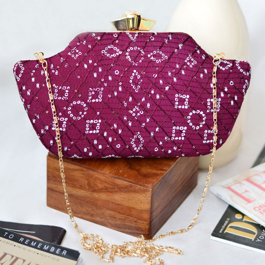 Purple Embroidered Clutch