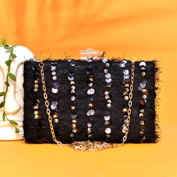 Basic Black Sequins Clutch