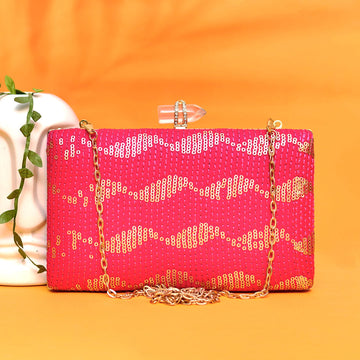 Hot Pink Sequins Clutch