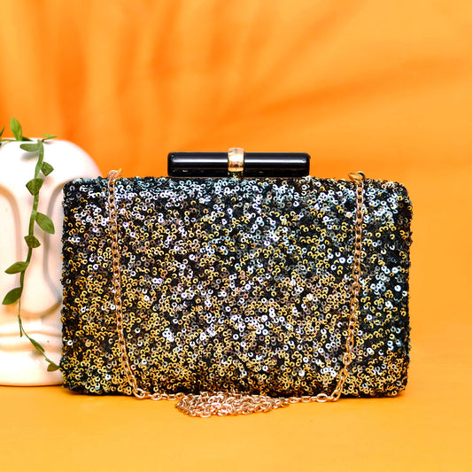 Gold-Silver Sequins Clutch