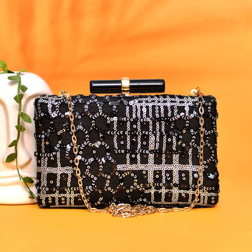 Bold Black Sequins Clutch