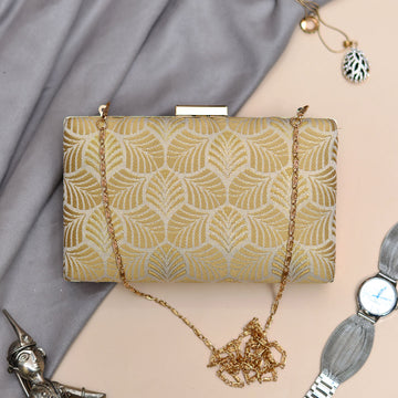 Golden Leaf Brocade Clutch