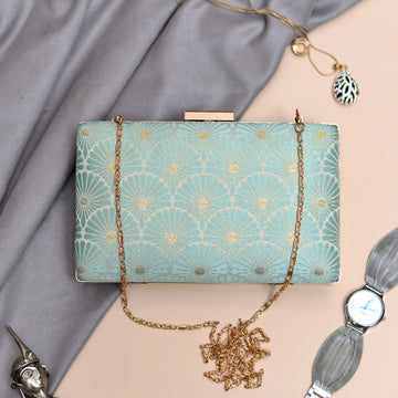 Blue Brocade Clutch