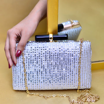 Silver Sequins Clutch