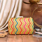 Deep-colored Zigzag Embroidered Clutch