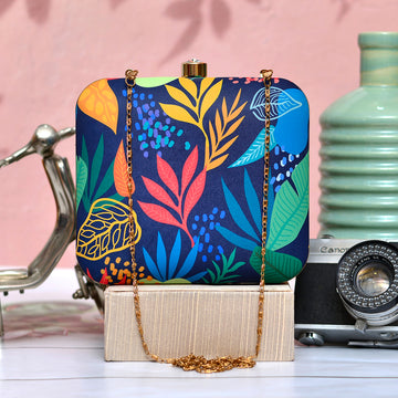 Multi Leaf Printed Clutch