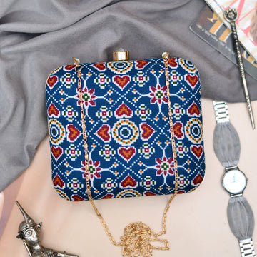 Royal Blue Symmetrical Fabric Clutch