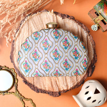 White Symmetrical Moon Clutch