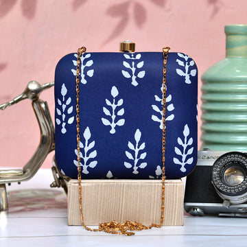 Royal Blue Printed Clutch