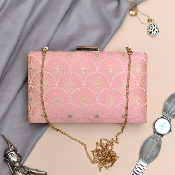 Pink Brocade Clutch