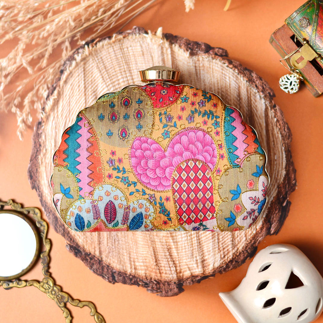 Miultipattern Moon Clutch