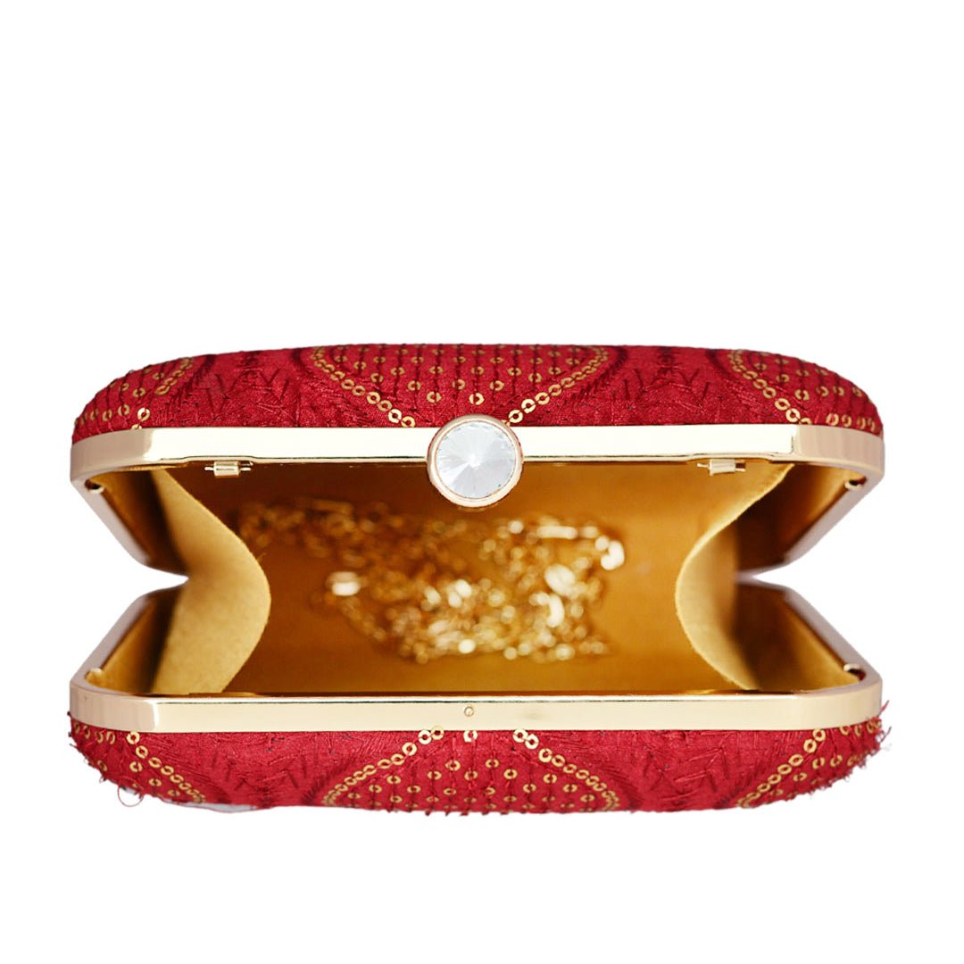 Red Embroidered Clutch