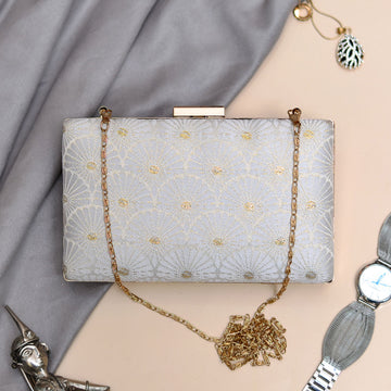 White Brocade Clutch