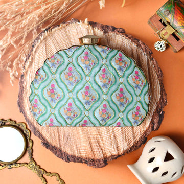 Green Symmetrical Moon Clutch