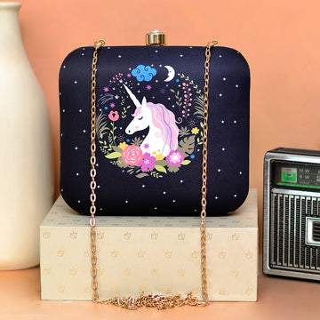 Graceful Unicorn Printed Clutch