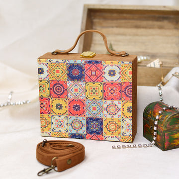 Moroccan Tiles Printed Suitcase Style Clutch Bag