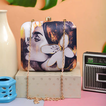 Artklim Beautiful Woman Portrait Printed Clutch