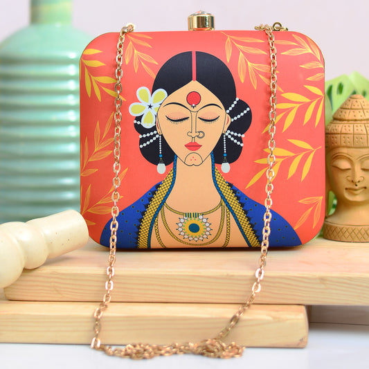 Artklim Pretty Indian Lady Printed Clutch Bag