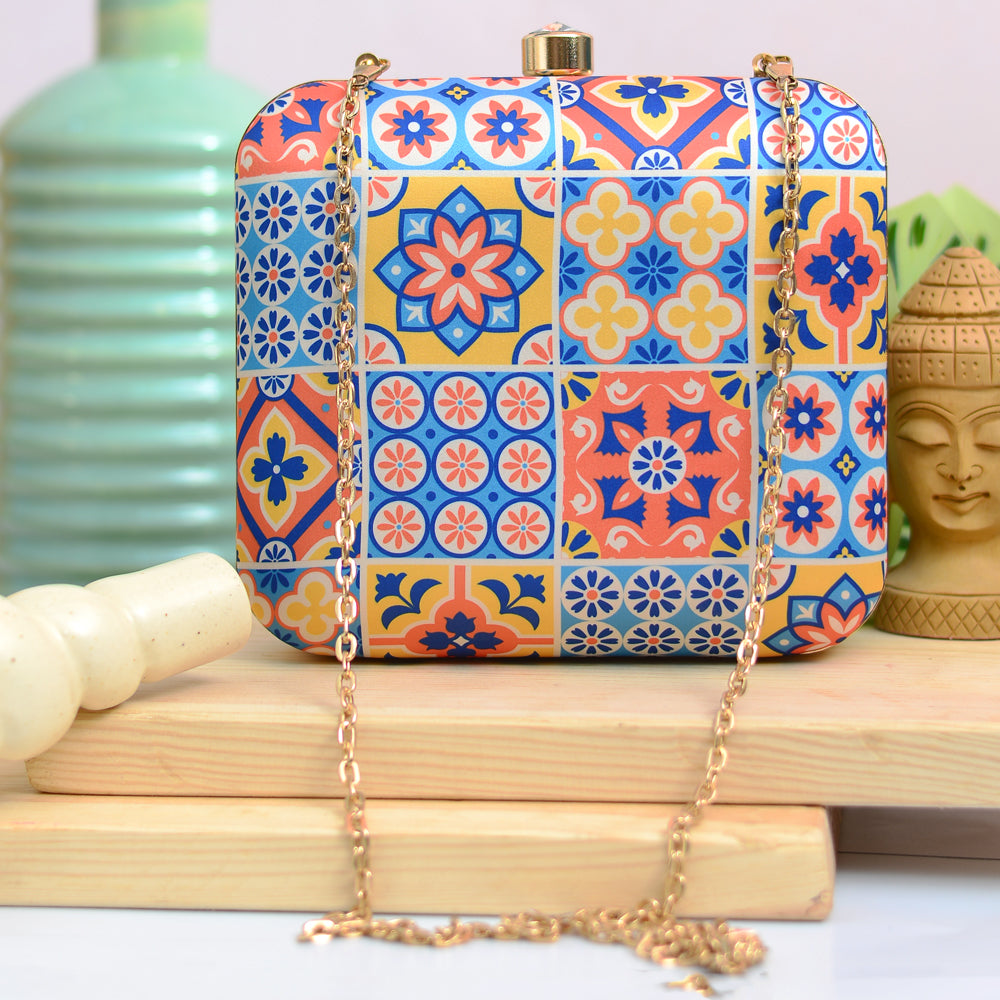 Artklim Multicolor Traditional Printed Clutch
