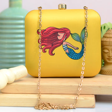 Artklim Mermaid Print Clutch Bag with Detachable Sling