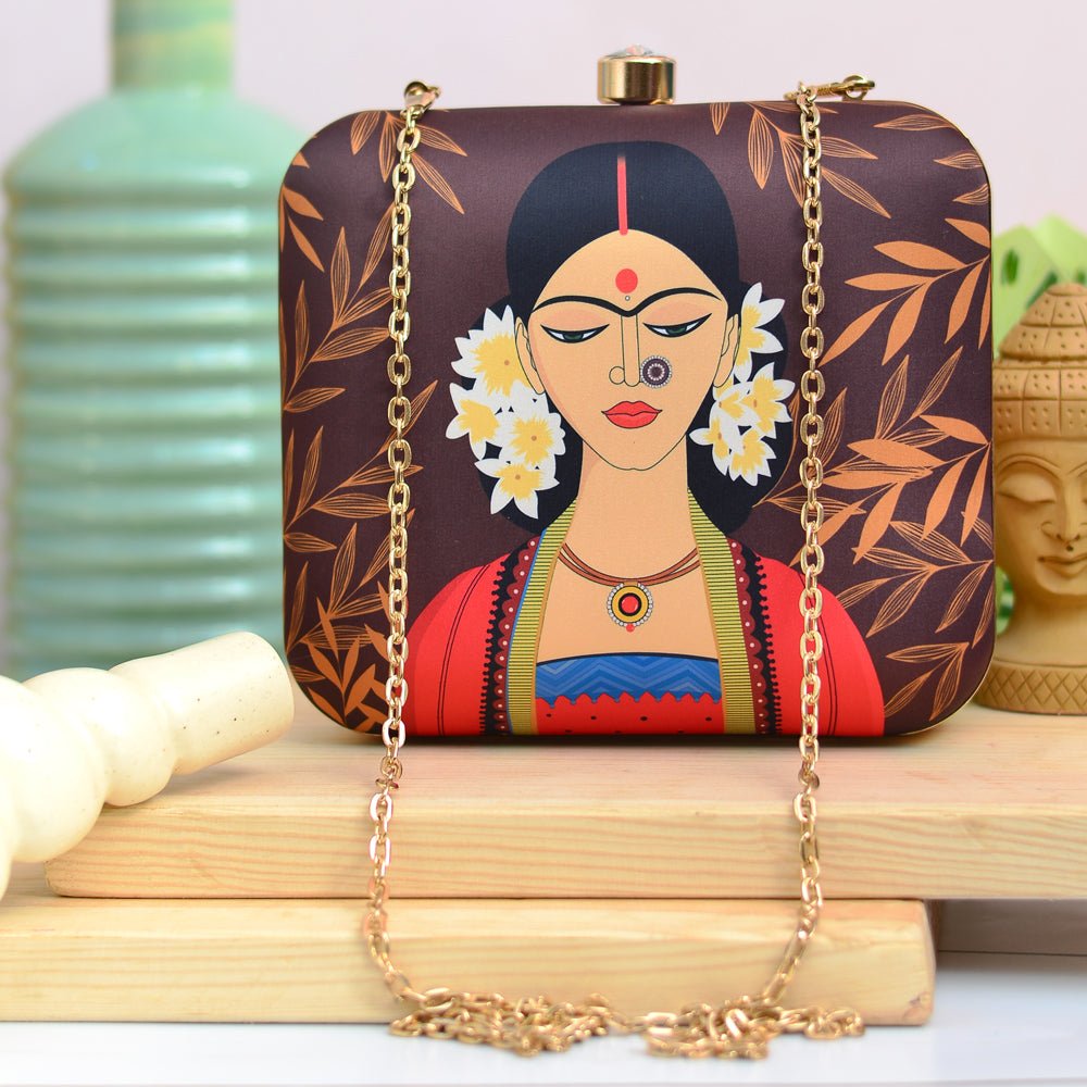 Artklim the Portrait of Indian women Printed Clutch