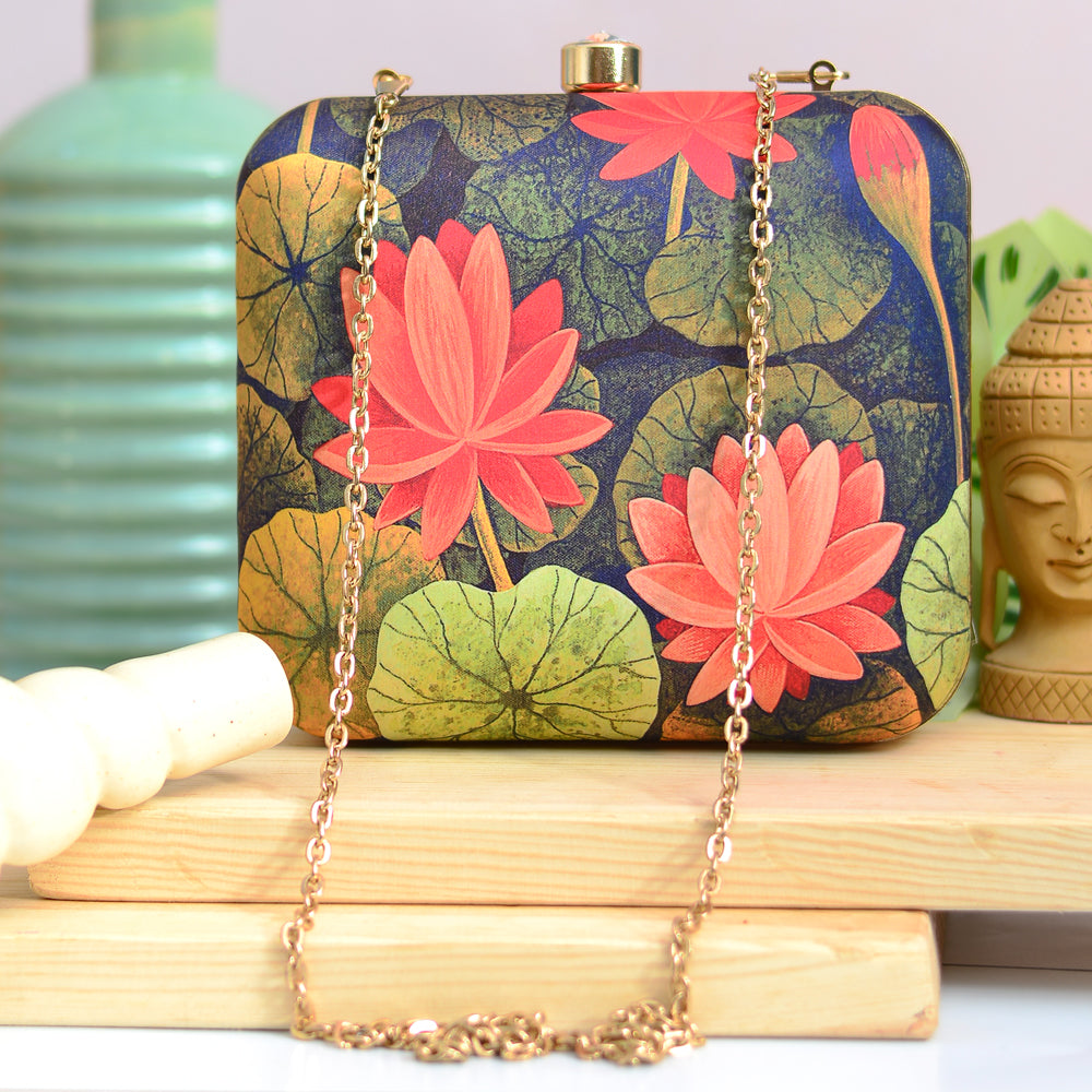 Artklim Lotus Printed Clutch Bag