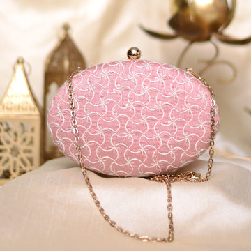 Artklim Gold Pink Oval Clutch