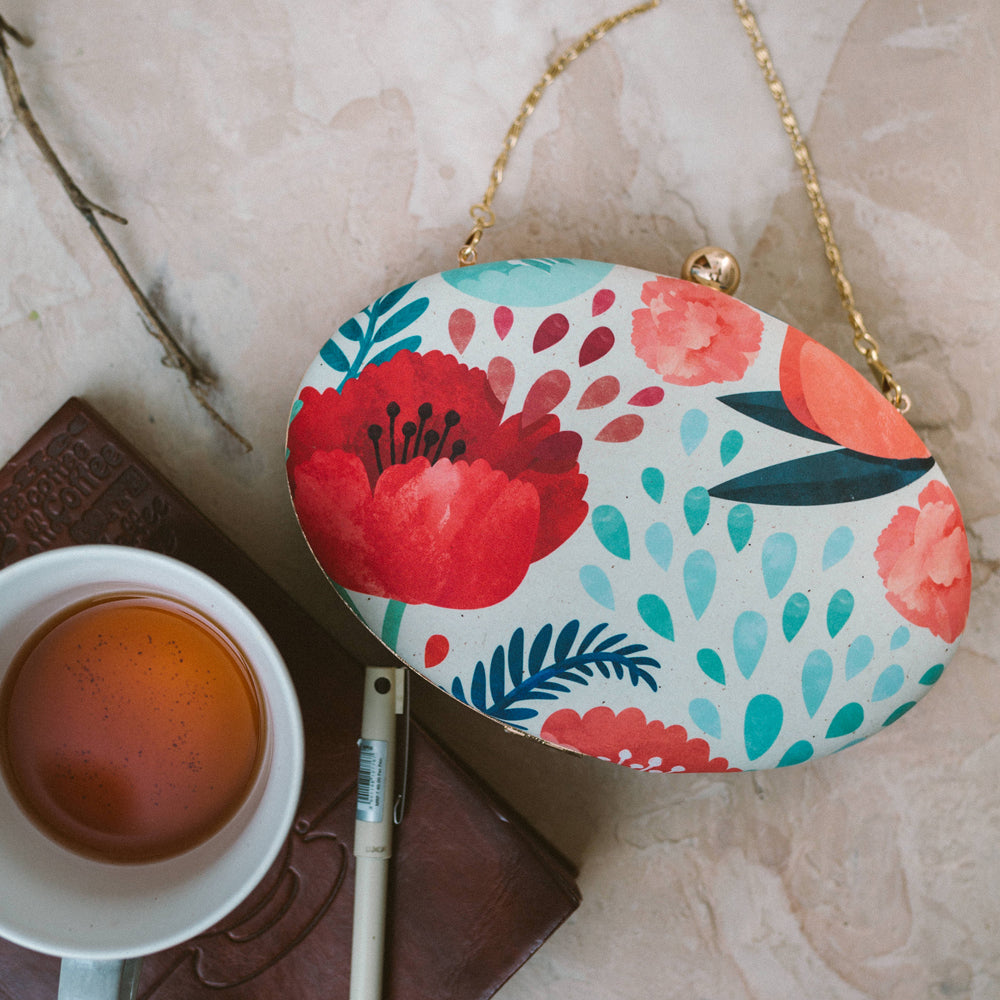 Artklim Floral Oval Pastel Clutch